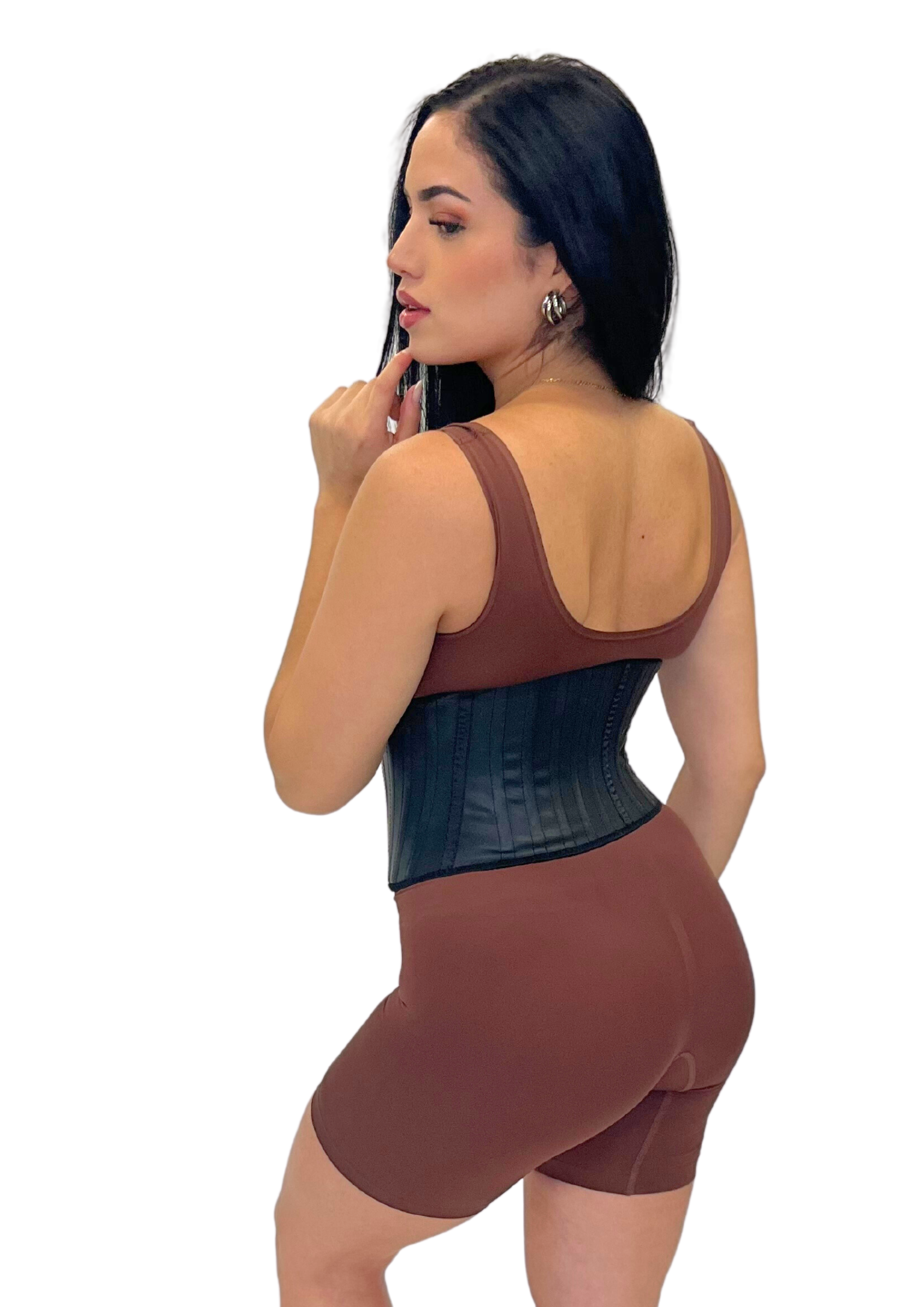 Short Torso 25 Steel Curved Waist Trainer Black