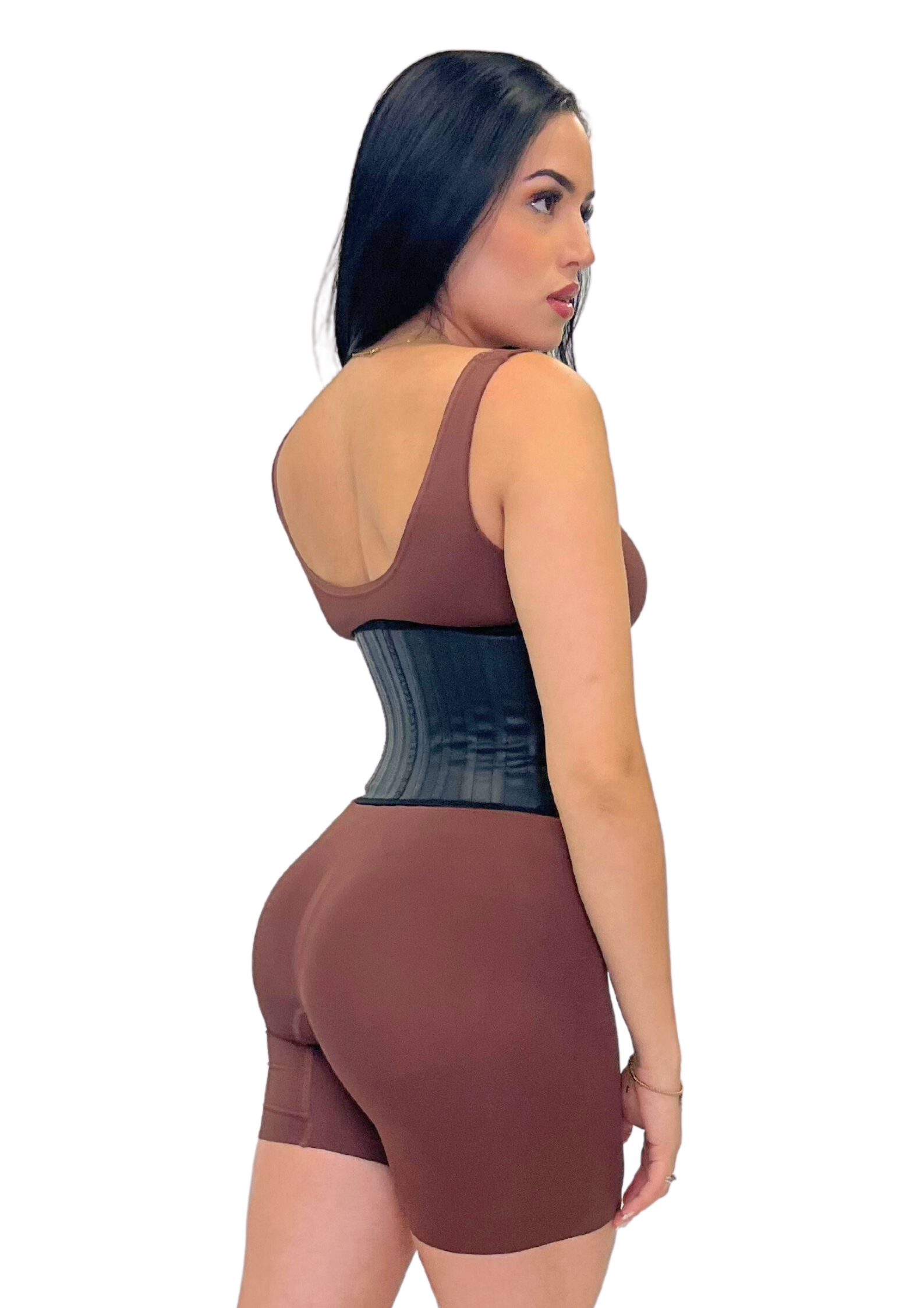 Short Torso 25 Steel Curved Waist Trainer Black