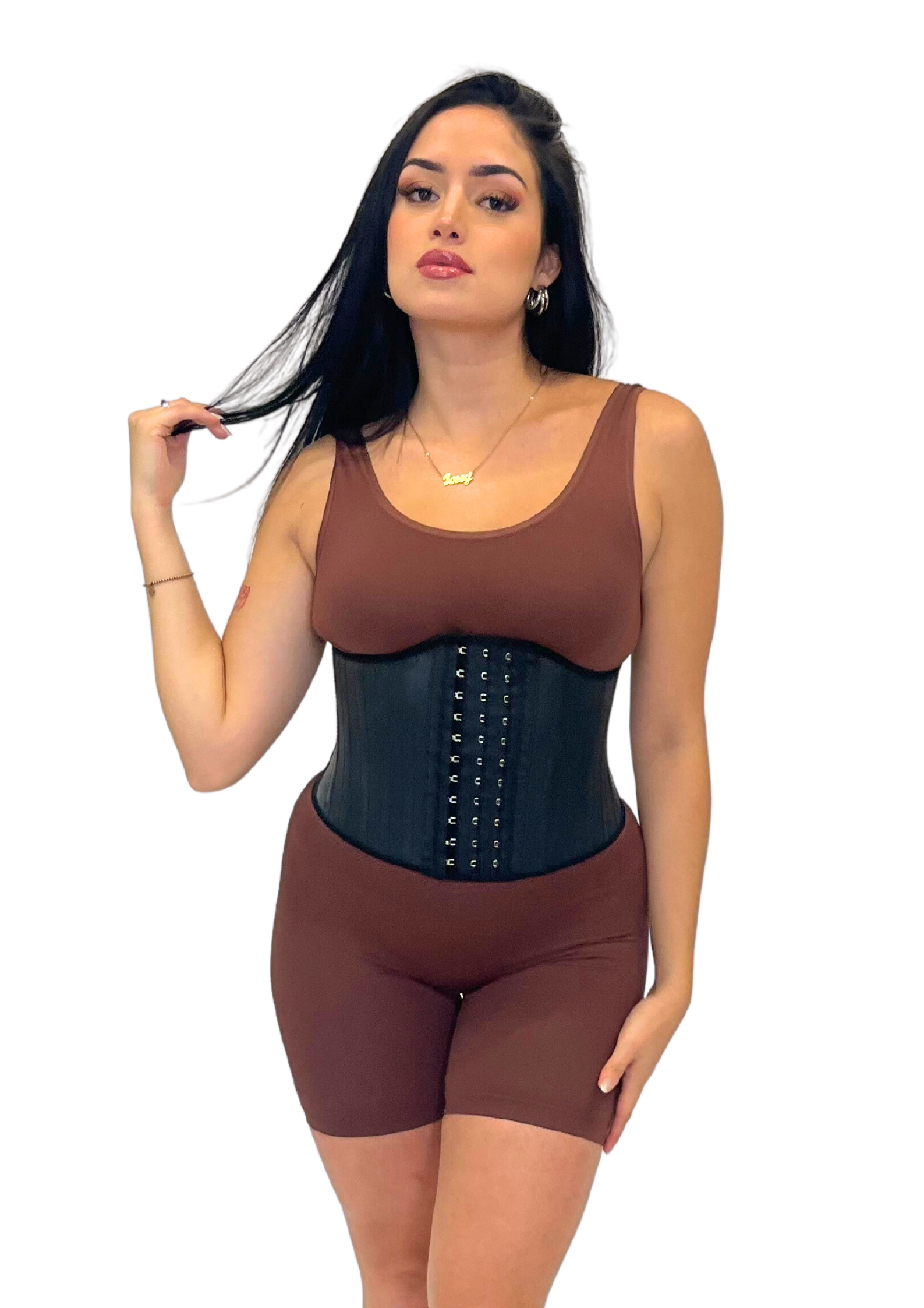 Short Torso 25 Steel Curved Waist Trainer Black