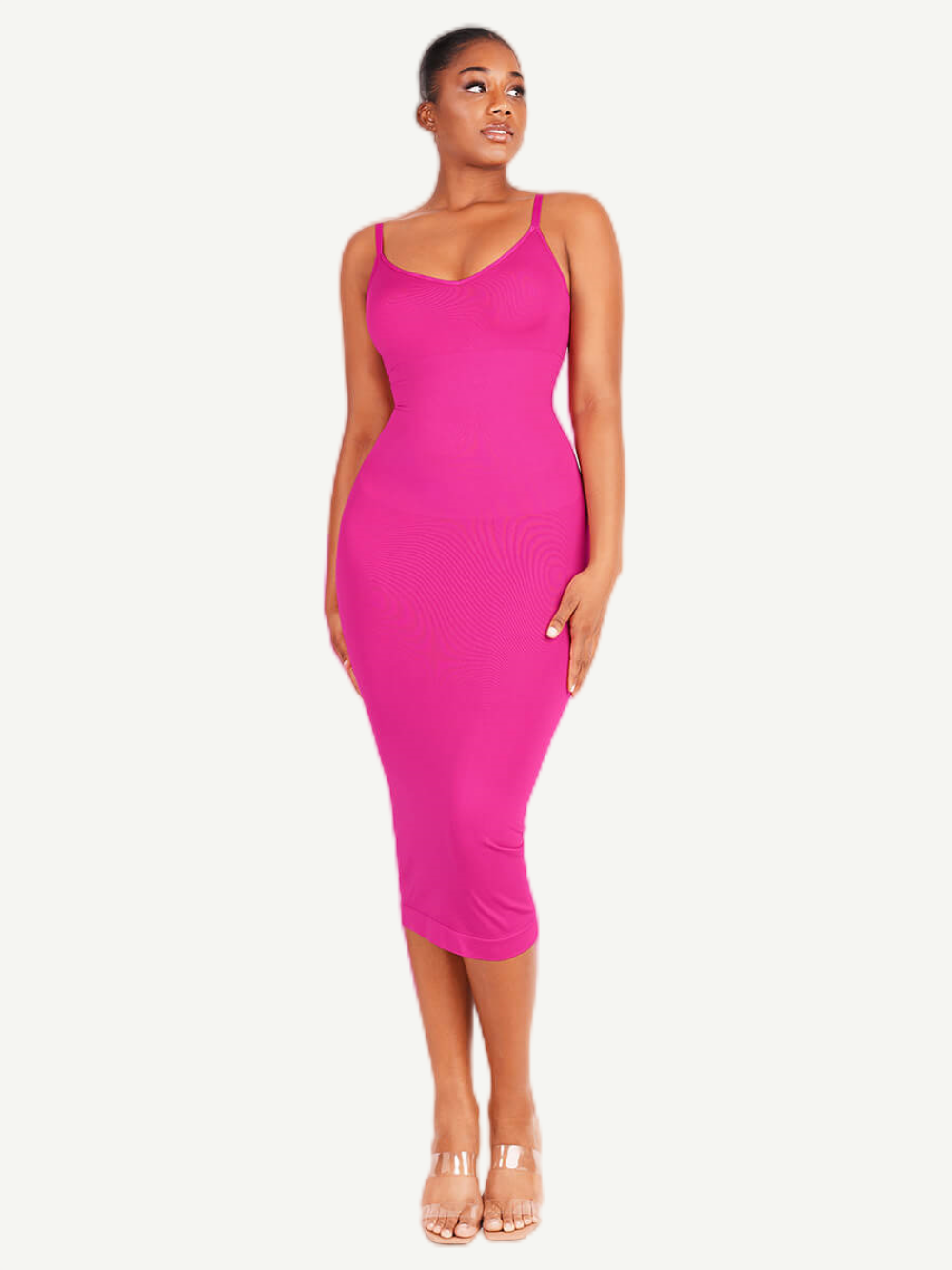 Maxi Shaper Dress V-neck - Raspberry Pink