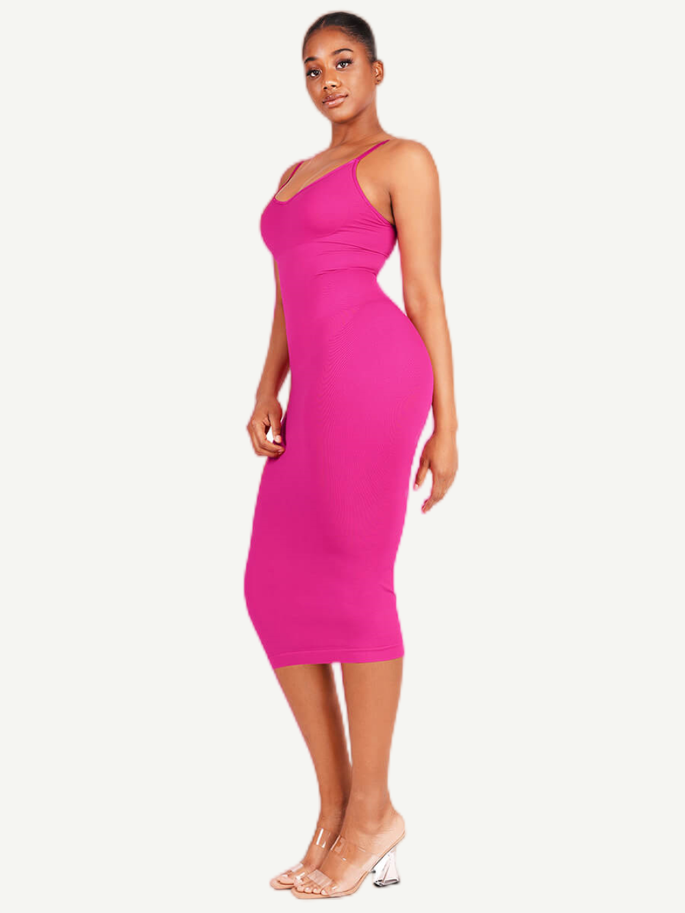 Maxi Shaper Dress V-neck - Raspberry Pink