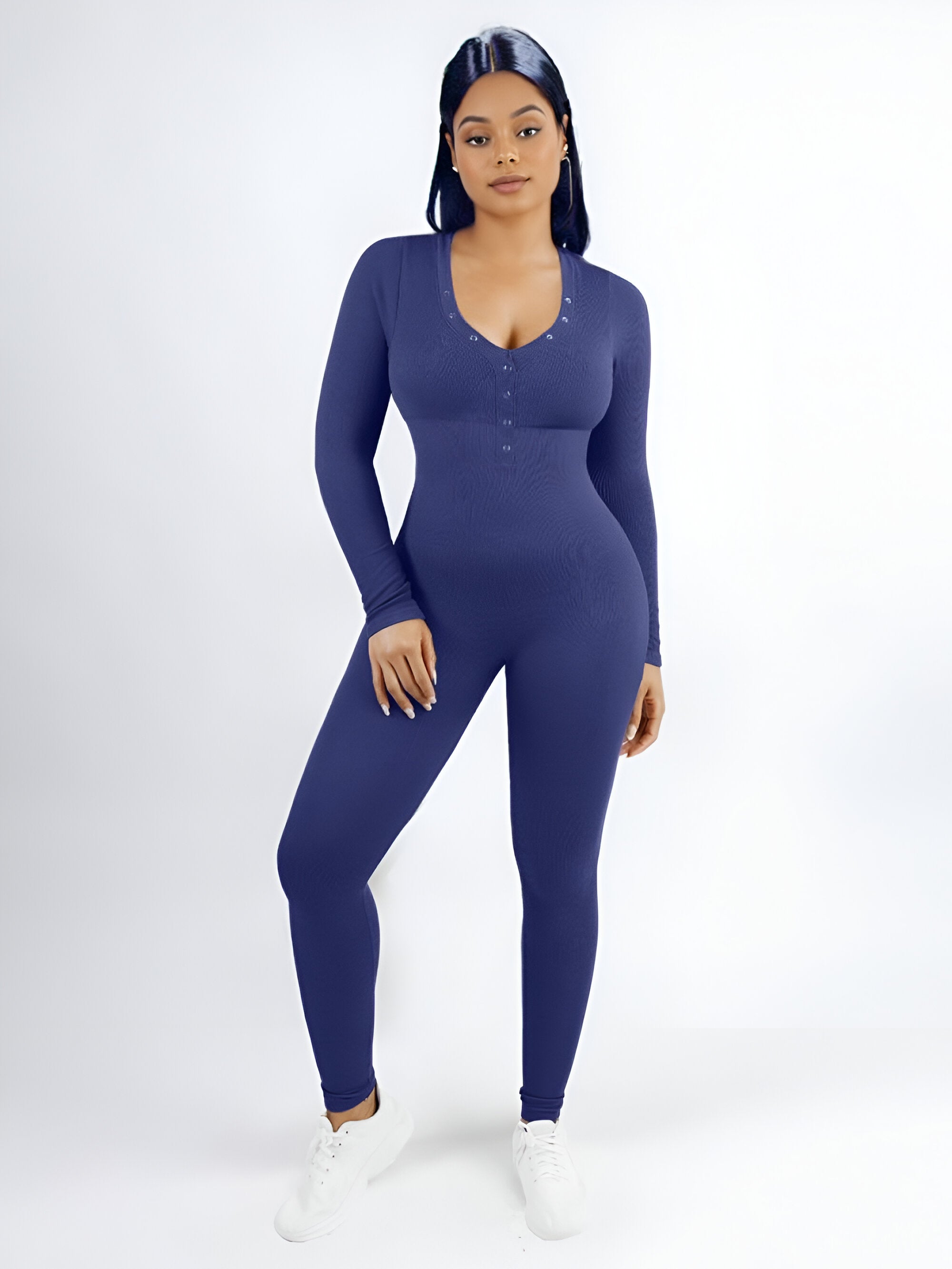 Button Jumpsuit - Navy Blue