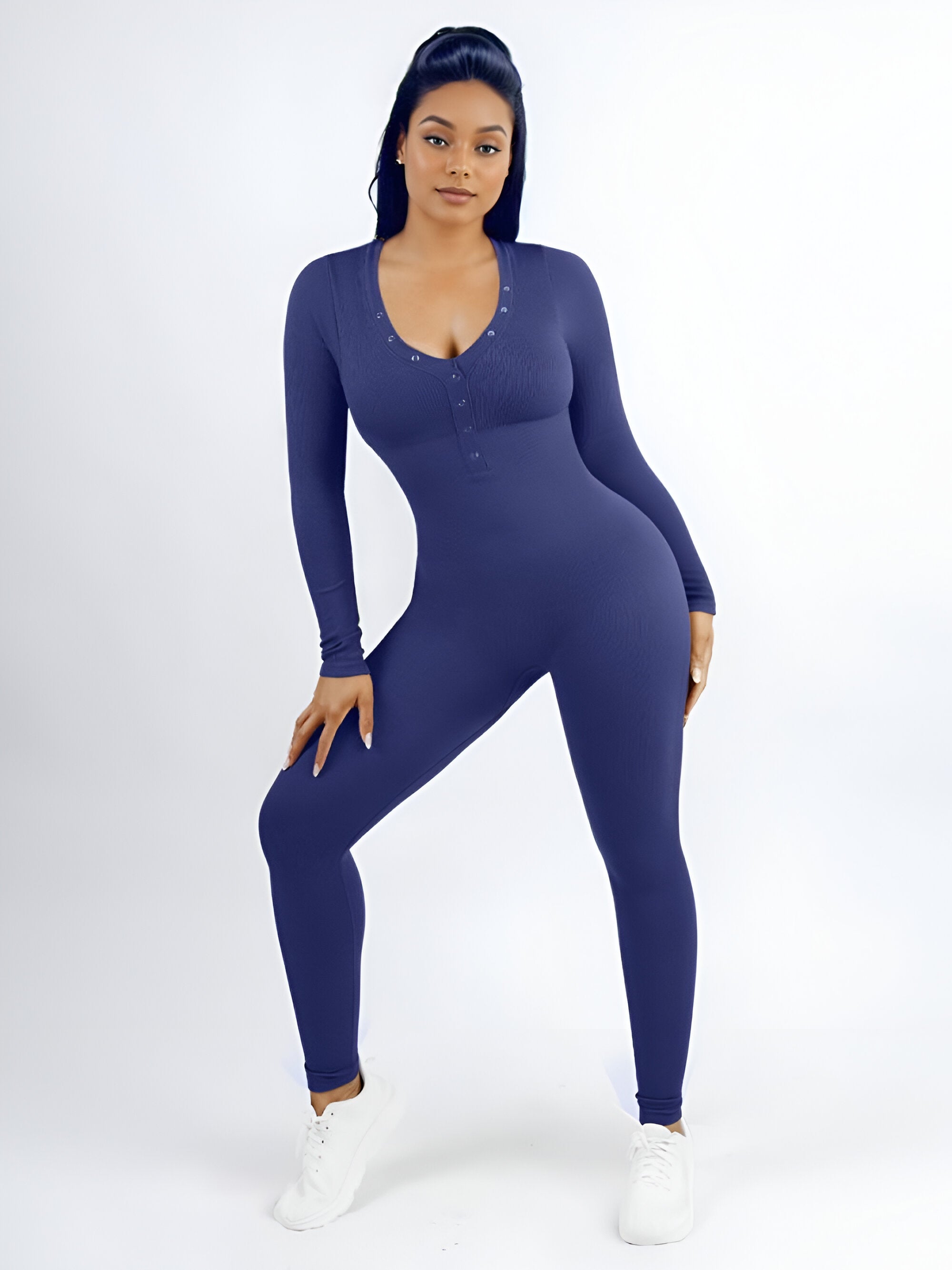 Button Jumpsuit - Navy Blue