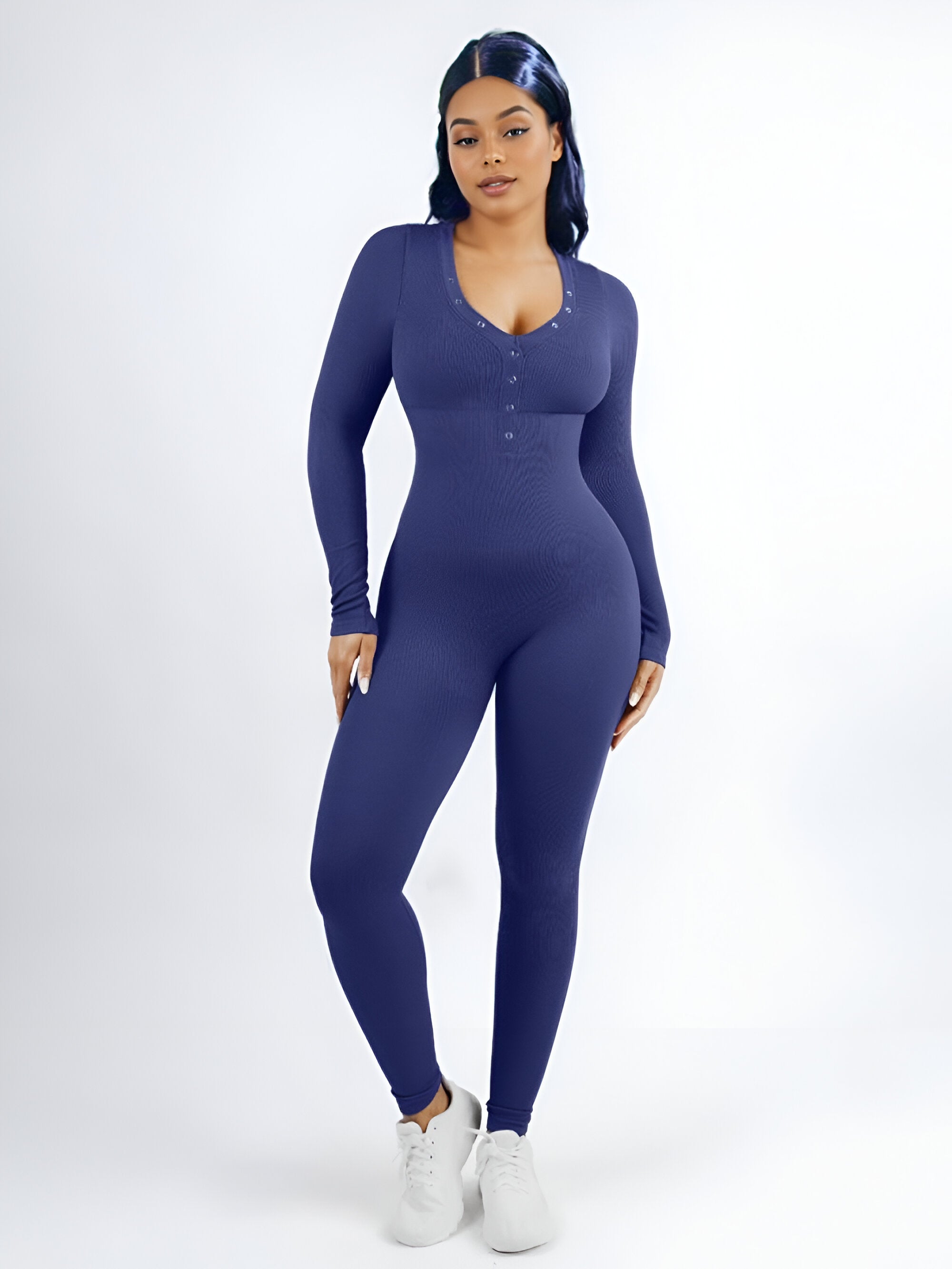 Button Jumpsuit - Navy Blue