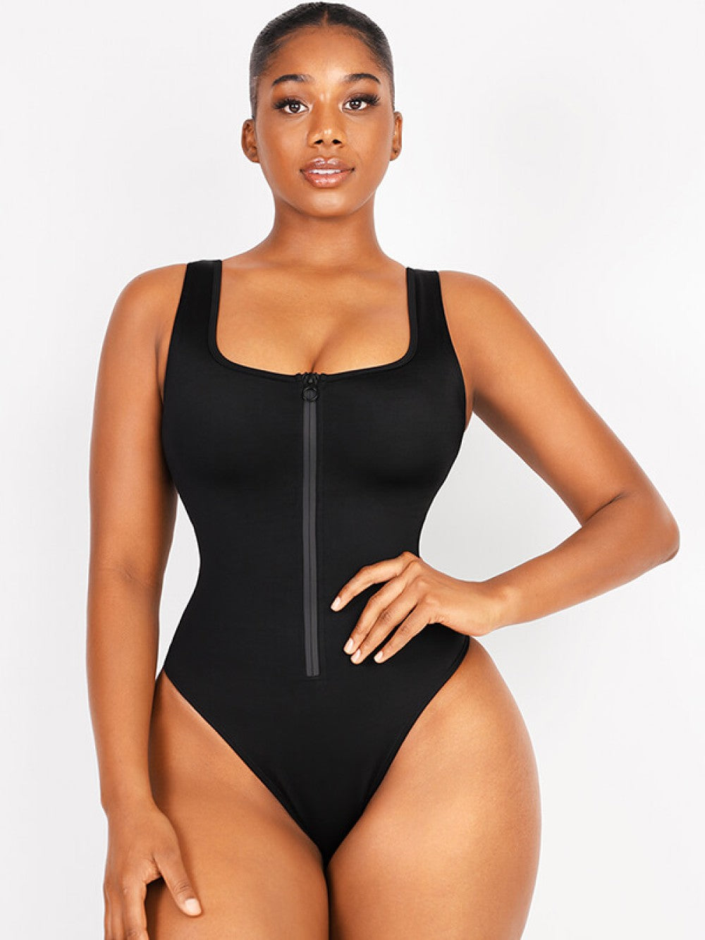 Zip Up Shapewear Swimsuit - Blackberry