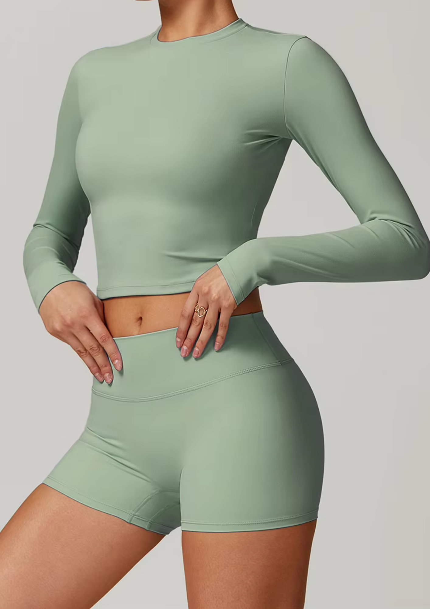 Soft Active Crop Top - Sage Green