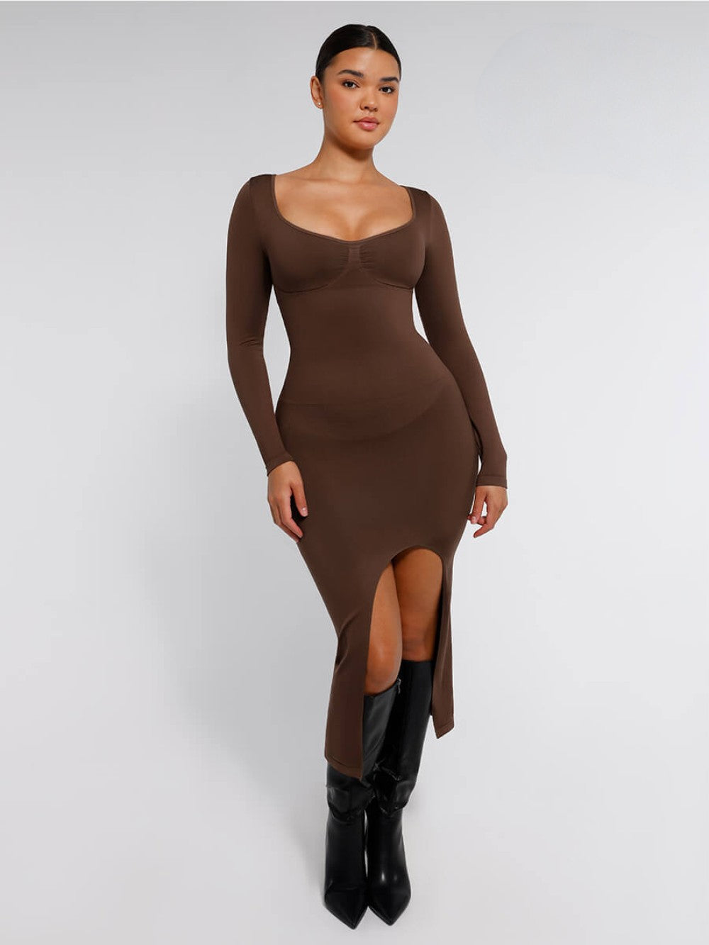 Midi Dress Long Sleeve - Hazelnut