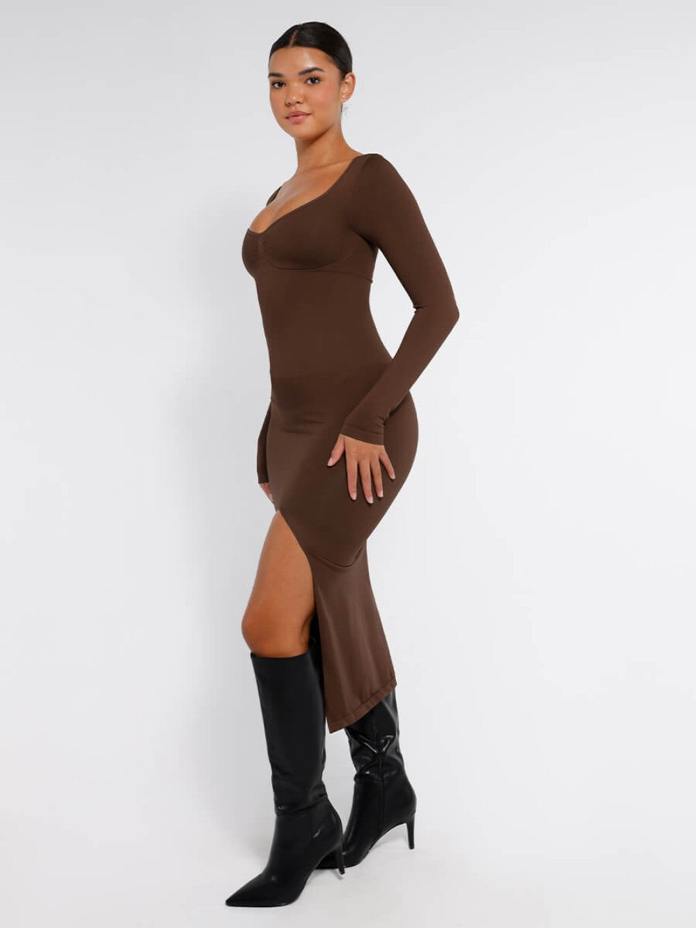 Midi Dress Long Sleeve - Hazelnut